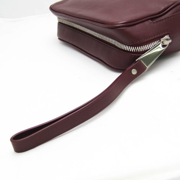 Bottega Veneta Men,Women Leather Clutch Bag Bordeaux - Picture 7 of 11